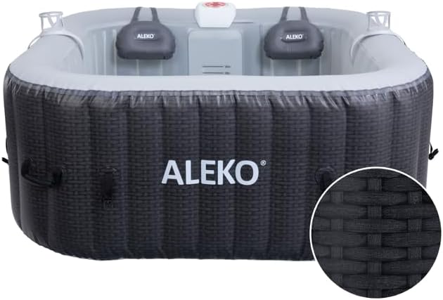 ALEKO Diamond 2-Person Inflatable Jetted Hot Tub | 100 Soothing Bubble Jets | Energy Efficient Cover | LED Lights with 7 Lights | 360-Degree Bubble Massage | 145 Gallon Water Capacity