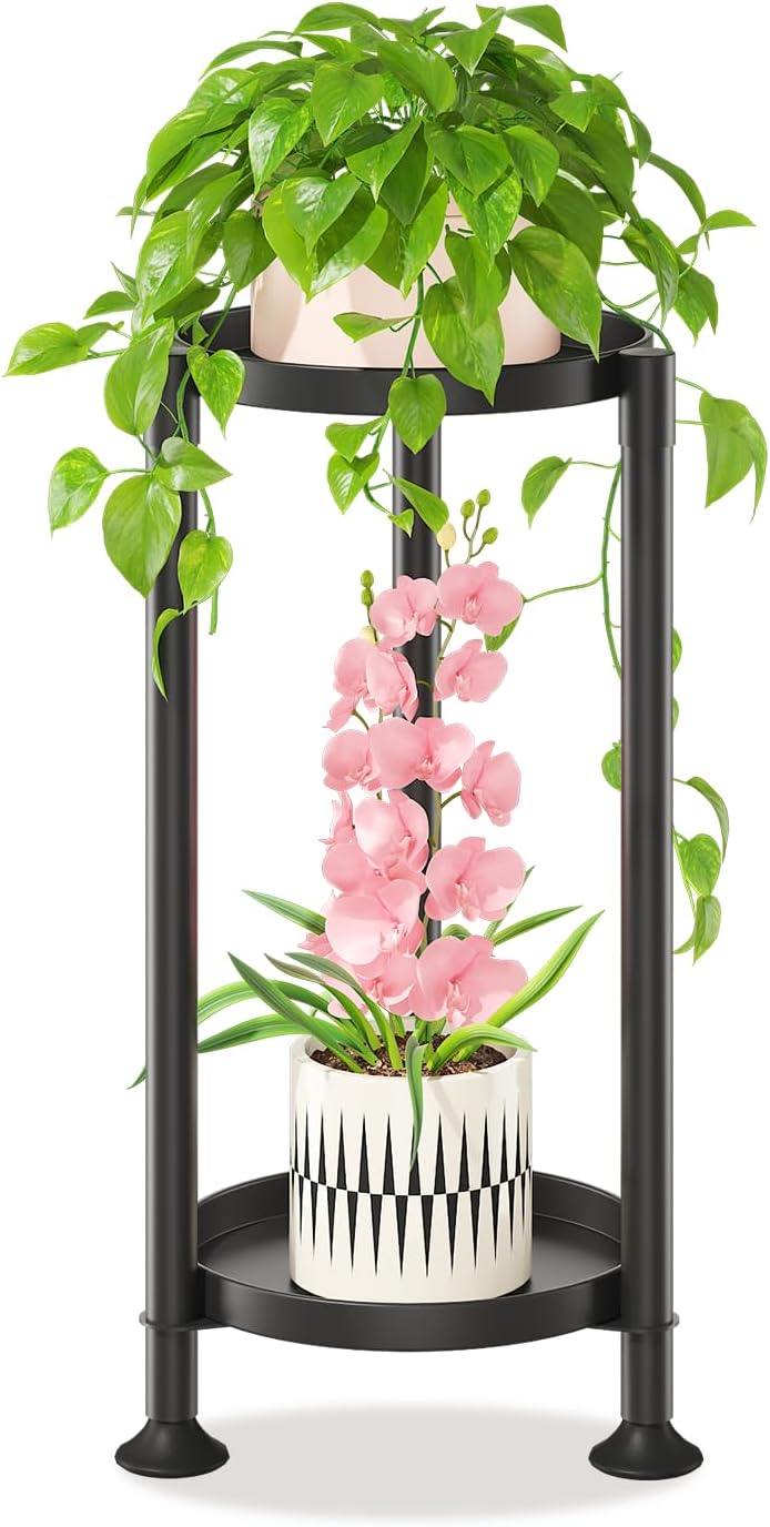LASZOLA 3 Tier Black Corner Plant Stand Indoor for Large Tall Flower, Heavy Duty Sturdy Metal Vertical Tiered Planters Holder for Patio, Multi Level Wrought Iron Organizer Décor for Modern Farmhouse