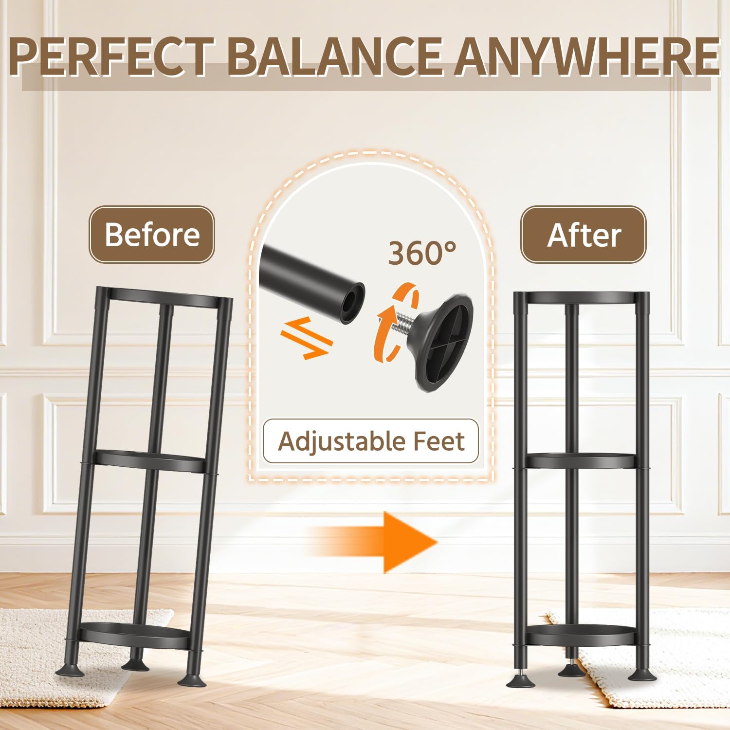 LASZOLA 3 Tier Black Corner Plant Stand Indoor for Large Tall Flower, Heavy Duty Sturdy Metal Vertical Tiered Planters Holder for Patio, Multi Level Wrought Iron Organizer Décor for Modern Farmhouse