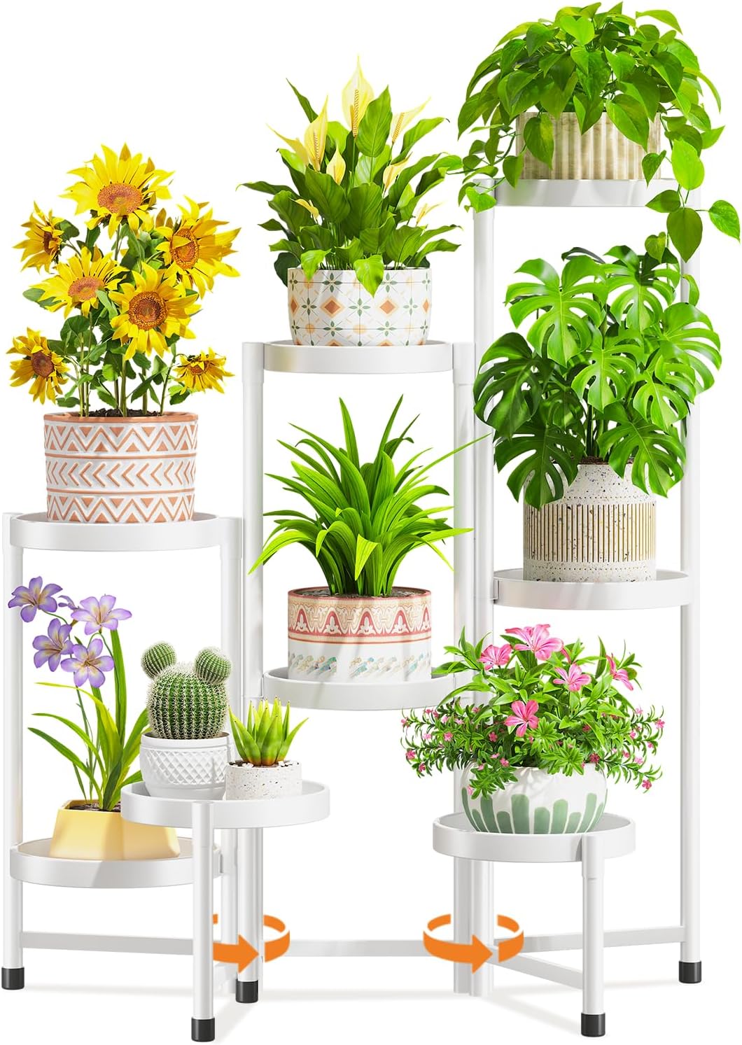 LASZOLA 3 Tier Black Corner Plant Stand Indoor for Large Tall Flower, Heavy Duty Sturdy Metal Vertical Tiered Planters Holder for Patio, Multi Level Wrought Iron Organizer Décor for Modern Farmhouse