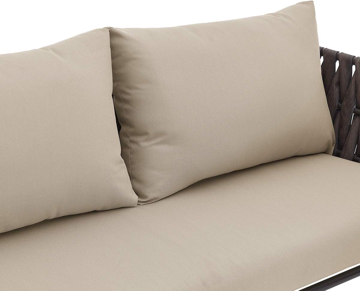 Barton 4 Piece Bistro Sofa Set w/Cushions Coffee Table Outdoor Patio Wicker Rattan Furniture Space Saving