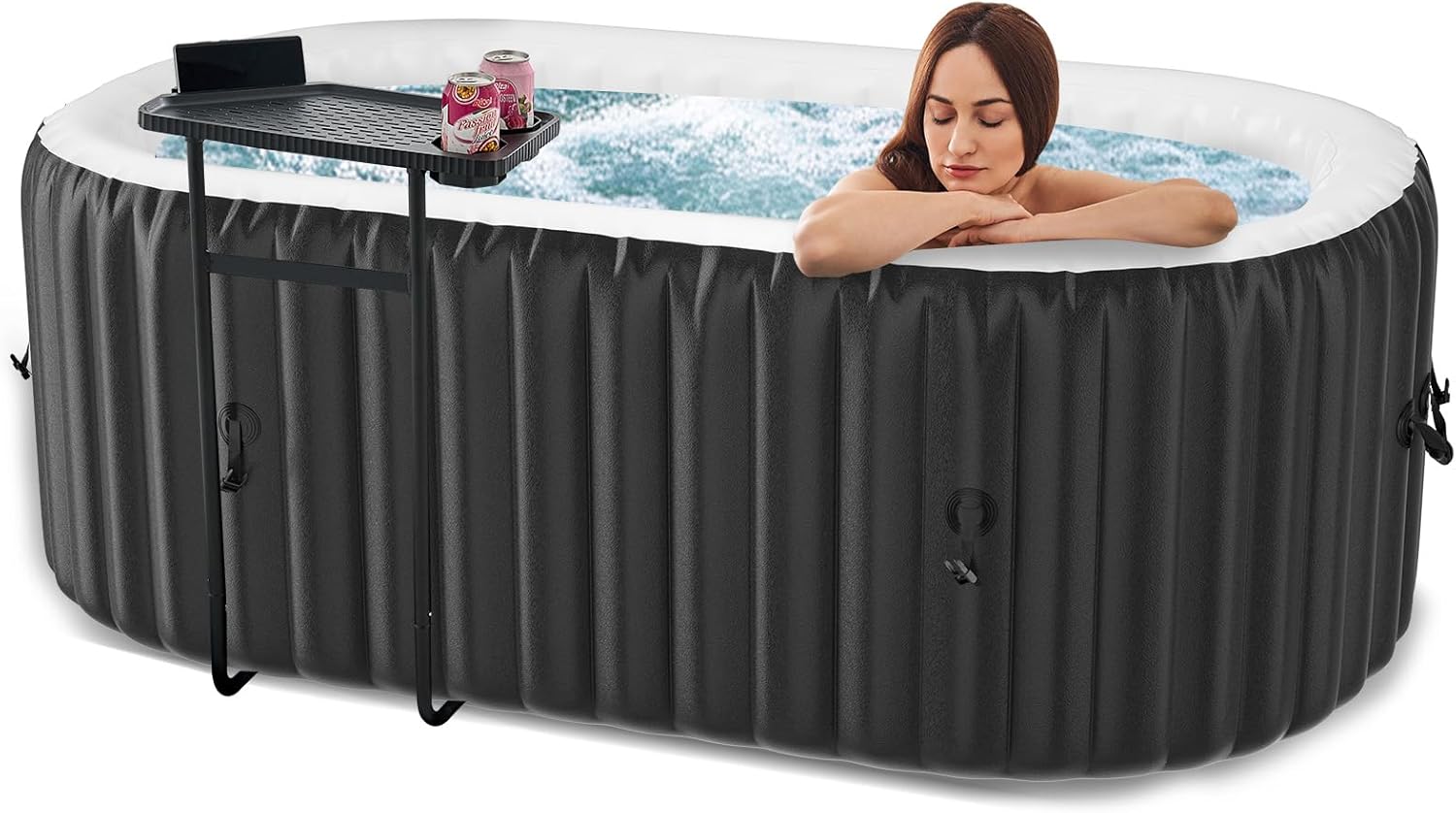 LILYPELLE 1-2 Person Inflatable Hot Tub, Oval Portable Hot Tub with 100 Bubble Jets, Large Outdoor Spa Bathtub Set Included Heater Pump, Filter and Insulated Cover, 75" X 47" X 25"