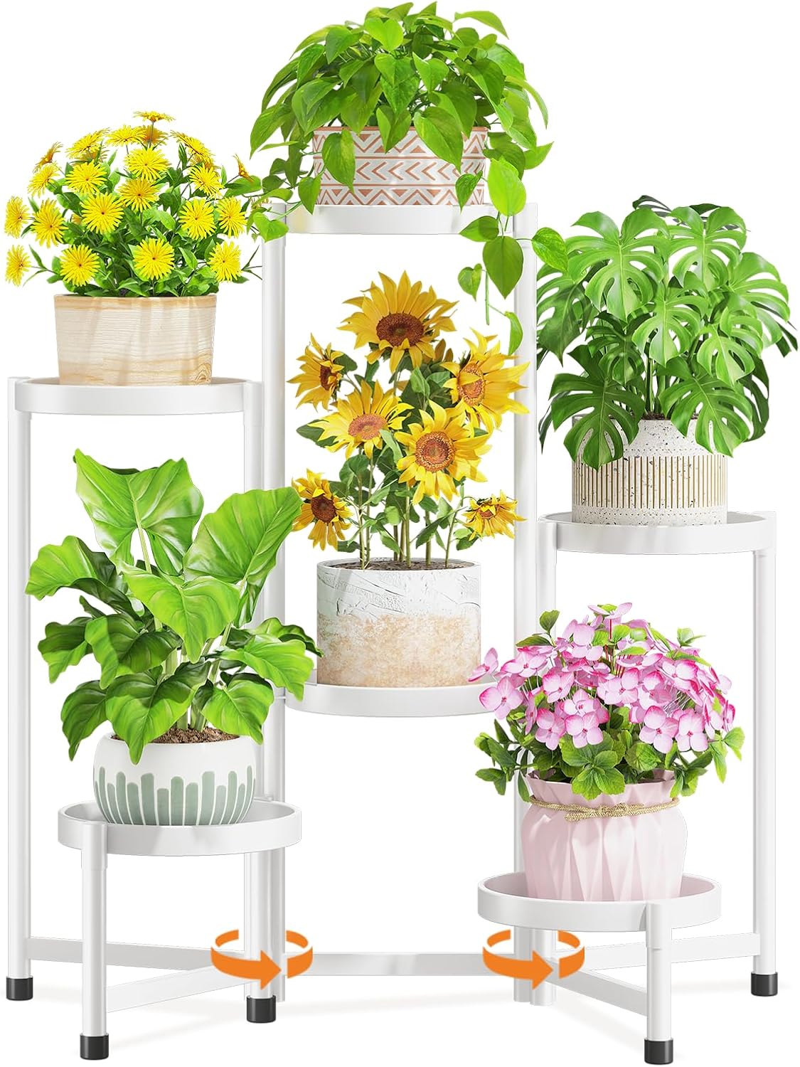 LASZOLA 3 Tier Black Corner Plant Stand Indoor for Large Tall Flower, Heavy Duty Sturdy Metal Vertical Tiered Planters Holder for Patio, Multi Level Wrought Iron Organizer Décor for Modern Farmhouse