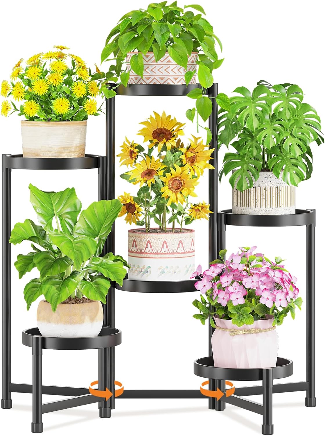 LASZOLA 3 Tier Black Corner Plant Stand Indoor for Large Tall Flower, Heavy Duty Sturdy Metal Vertical Tiered Planters Holder for Patio, Multi Level Wrought Iron Organizer Décor for Modern Farmhouse