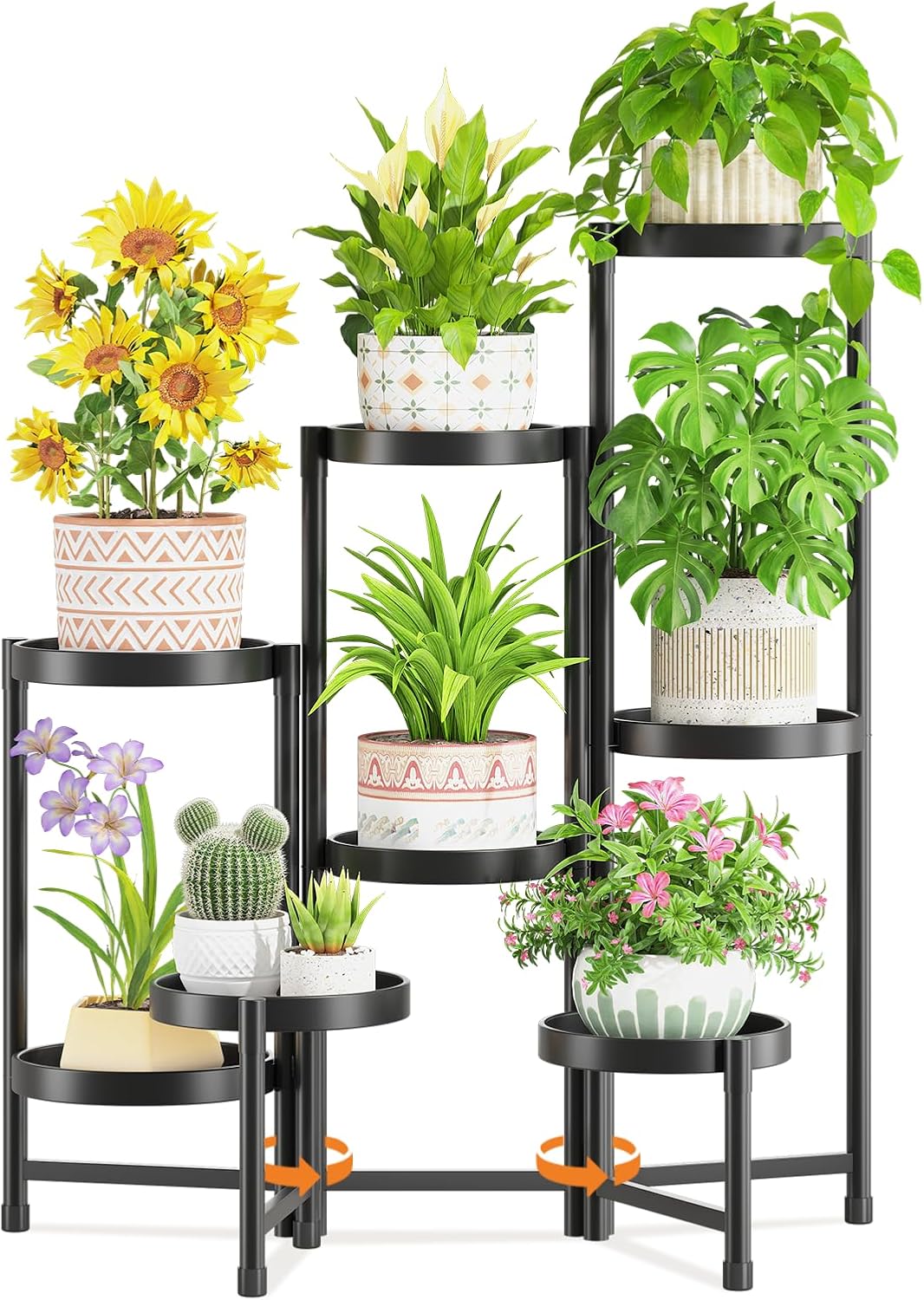 LASZOLA 3 Tier Black Corner Plant Stand Indoor for Large Tall Flower, Heavy Duty Sturdy Metal Vertical Tiered Planters Holder for Patio, Multi Level Wrought Iron Organizer Décor for Modern Farmhouse