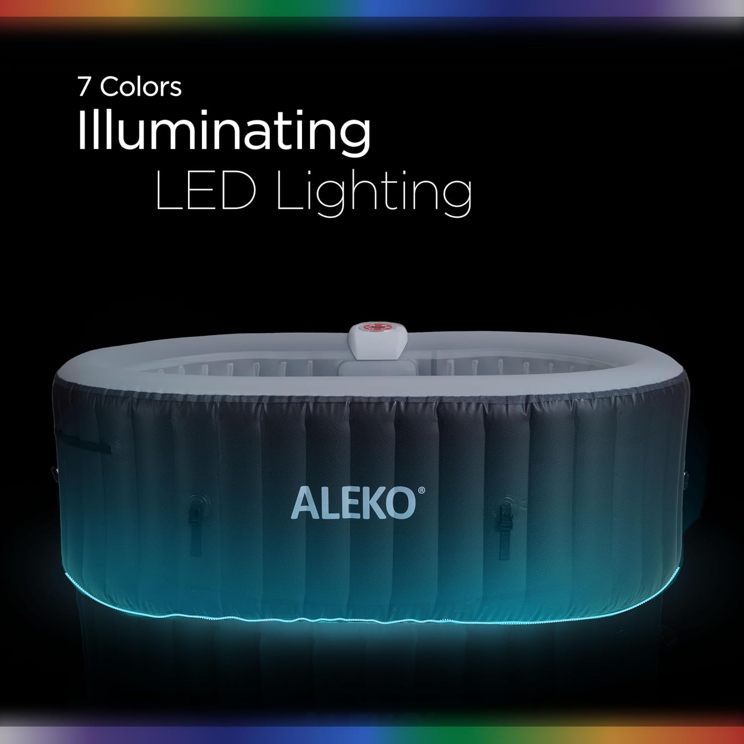 ALEKO Diamond 2-Person Inflatable Jetted Hot Tub | 100 Soothing Bubble Jets | Energy Efficient Cover | LED Lights with 7 Lights | 360-Degree Bubble Massage | 145 Gallon Water Capacity