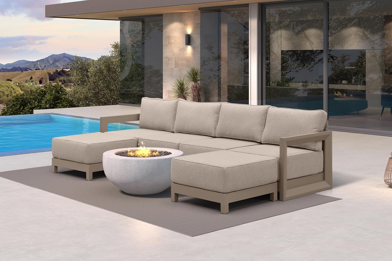 PURPLE LEAF 4-Pieces Wicker Patio Conversation Set Outdoor Rattan Sofa Patio Furniture Set with High-Density Cushions and Aluminum Coffee Table for Backyard Porch Poolside, Dark Grey