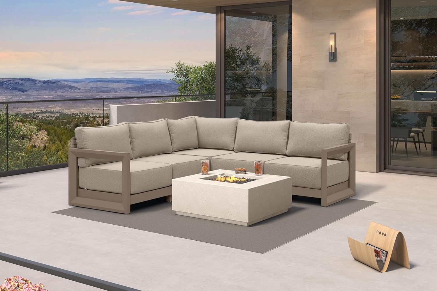 PURPLE LEAF 4-Pieces Wicker Patio Conversation Set Outdoor Rattan Sofa Patio Furniture Set with High-Density Cushions and Aluminum Coffee Table for Backyard Porch Poolside, Dark Grey