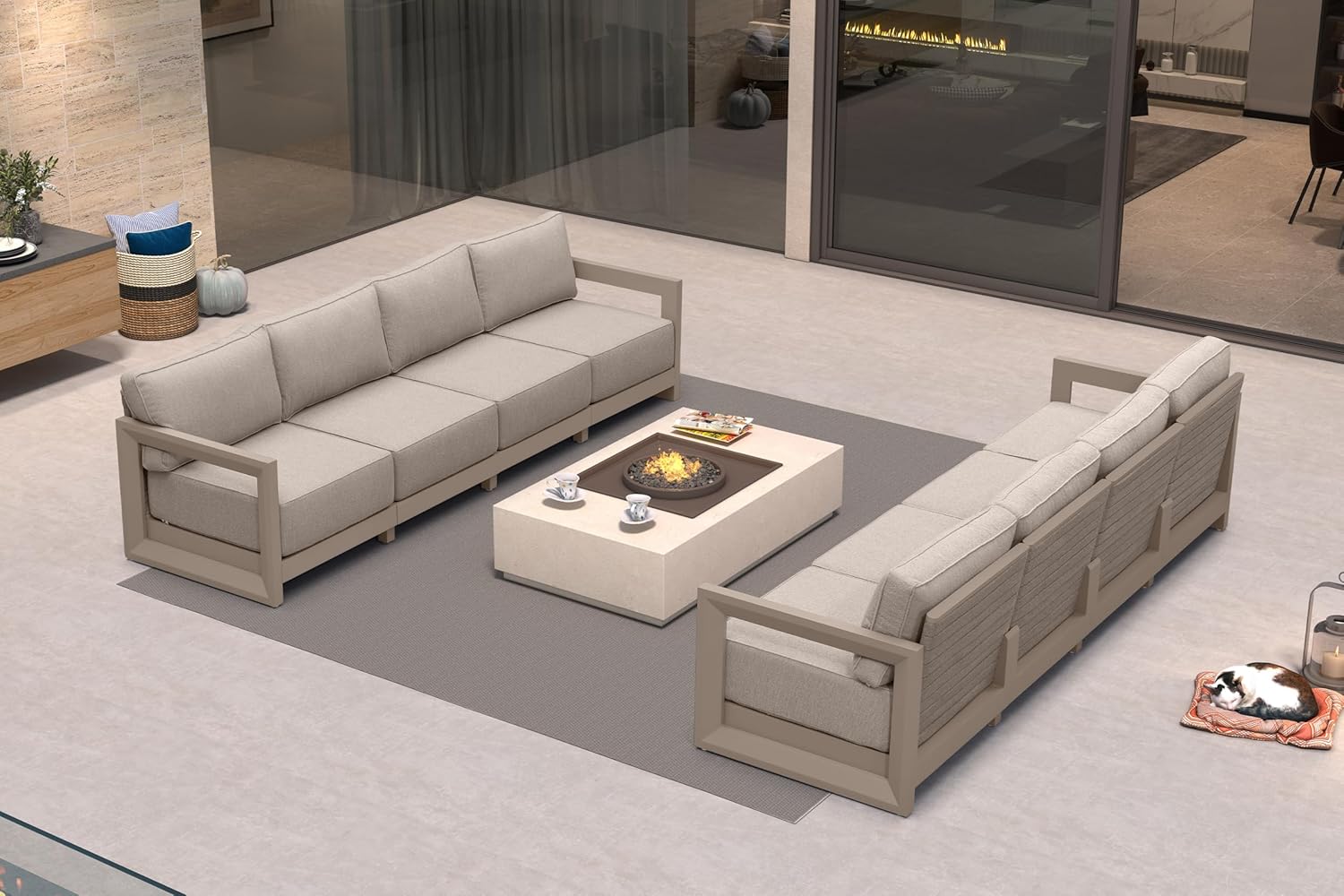 PURPLE LEAF 4-Pieces Wicker Patio Conversation Set Outdoor Rattan Sofa Patio Furniture Set with High-Density Cushions and Aluminum Coffee Table for Backyard Porch Poolside, Dark Grey