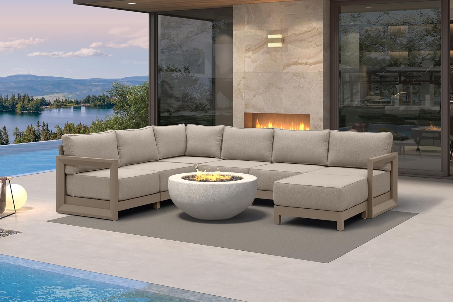 PURPLE LEAF 4-Pieces Wicker Patio Conversation Set Outdoor Rattan Sofa Patio Furniture Set with High-Density Cushions and Aluminum Coffee Table for Backyard Porch Poolside, Dark Grey