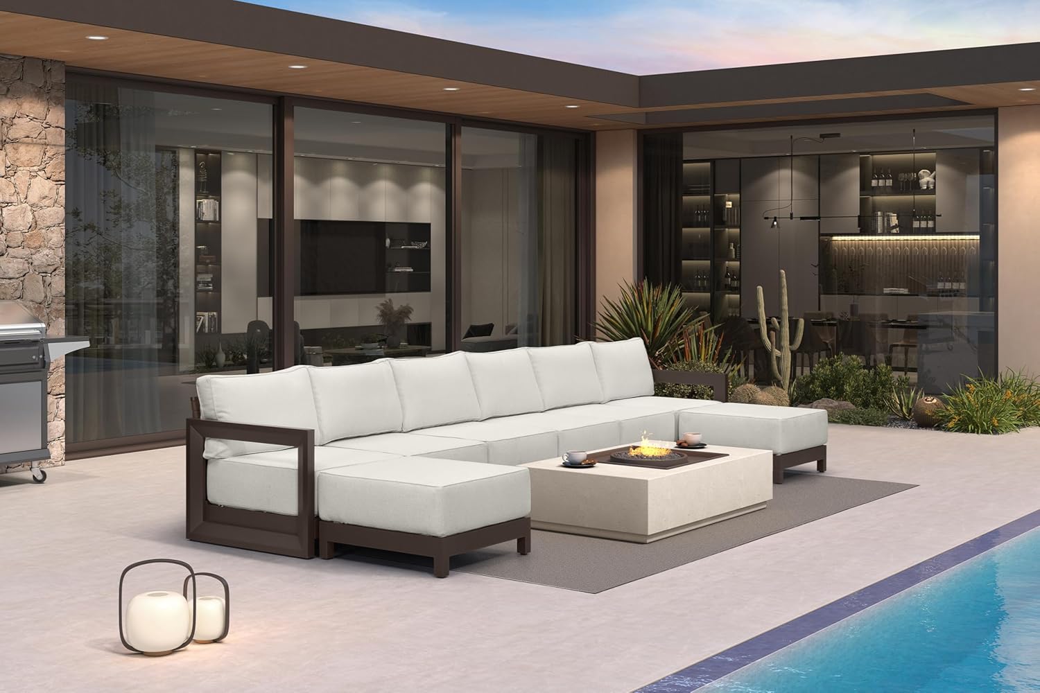 PURPLE LEAF 4-Pieces Wicker Patio Conversation Set Outdoor Rattan Sofa Patio Furniture Set with High-Density Cushions and Aluminum Coffee Table for Backyard Porch Poolside, Dark Grey