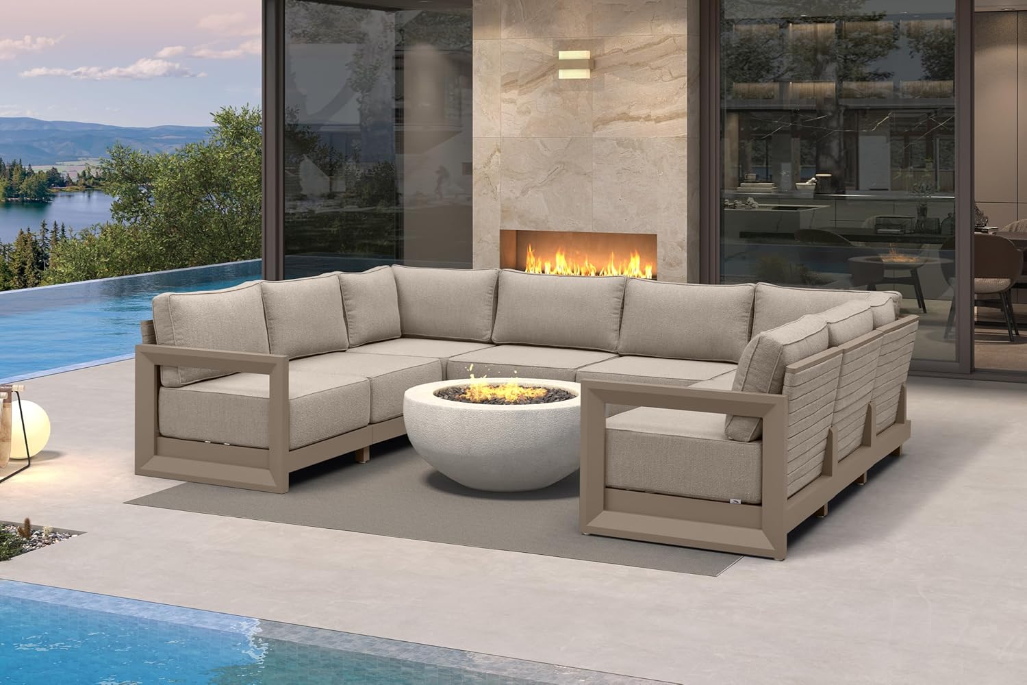 PURPLE LEAF 4-Pieces Wicker Patio Conversation Set Outdoor Rattan Sofa Patio Furniture Set with High-Density Cushions and Aluminum Coffee Table for Backyard Porch Poolside, Dark Grey