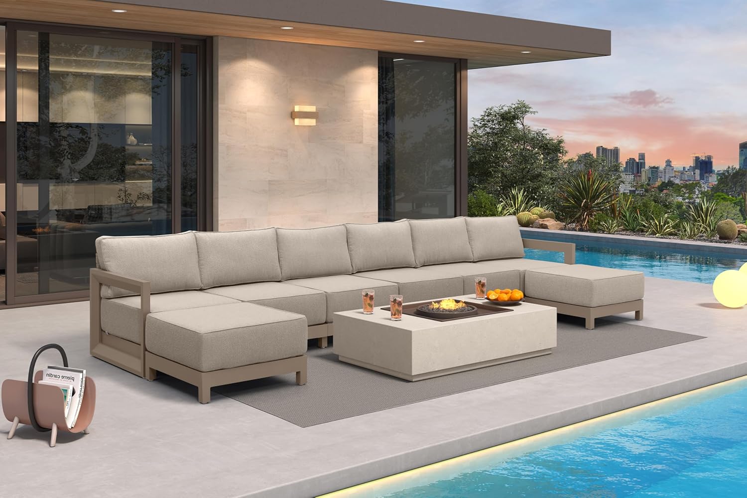 PURPLE LEAF 4-Pieces Wicker Patio Conversation Set Outdoor Rattan Sofa Patio Furniture Set with High-Density Cushions and Aluminum Coffee Table for Backyard Porch Poolside, Dark Grey