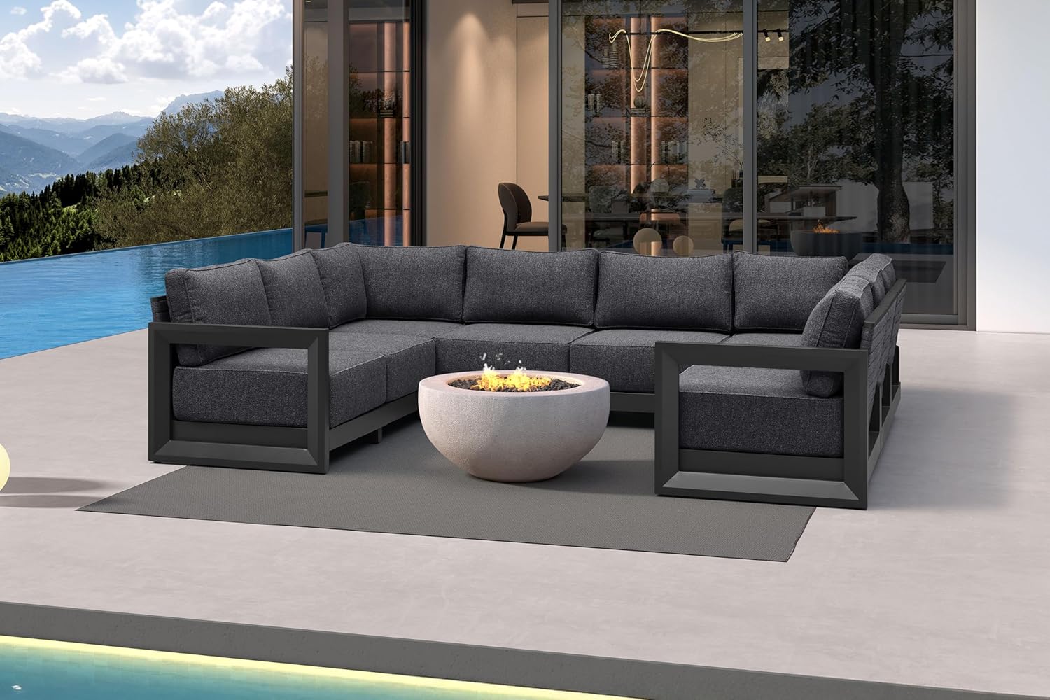 PURPLE LEAF 4-Pieces Wicker Patio Conversation Set Outdoor Rattan Sofa Patio Furniture Set with High-Density Cushions and Aluminum Coffee Table for Backyard Porch Poolside, Dark Grey