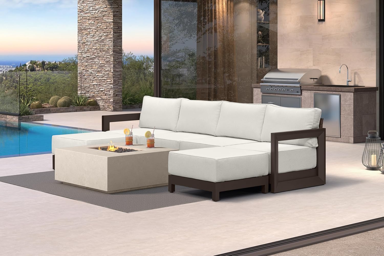 PURPLE LEAF 4-Pieces Wicker Patio Conversation Set Outdoor Rattan Sofa Patio Furniture Set with High-Density Cushions and Aluminum Coffee Table for Backyard Porch Poolside, Dark Grey