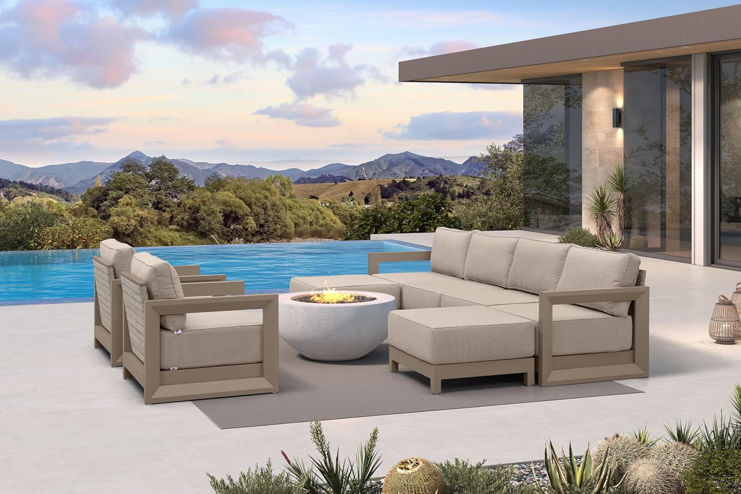 PURPLE LEAF 4-Pieces Wicker Patio Conversation Set Outdoor Rattan Sofa Patio Furniture Set with High-Density Cushions and Aluminum Coffee Table for Backyard Porch Poolside, Dark Grey